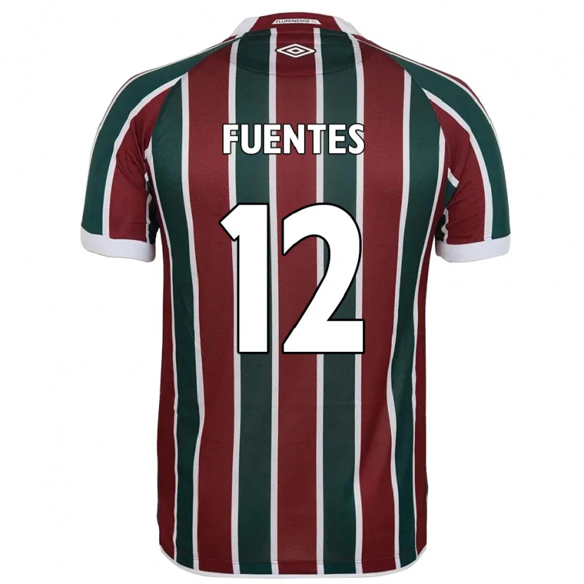 Danxen Kinderen Gabriel Fuentes #12 Wit Groen Maroon Thuisshirt Thuistenue 2025/26 T-Shirt