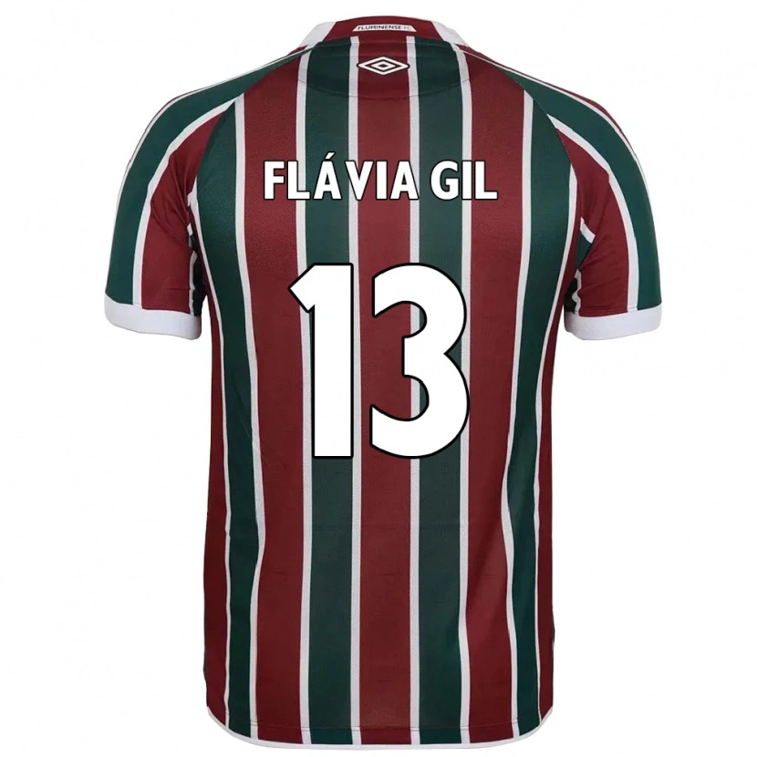 Danxen Kinderen Flávia Gil #13 Wit Groen Maroon Thuisshirt Thuistenue 2025/26 T-Shirt