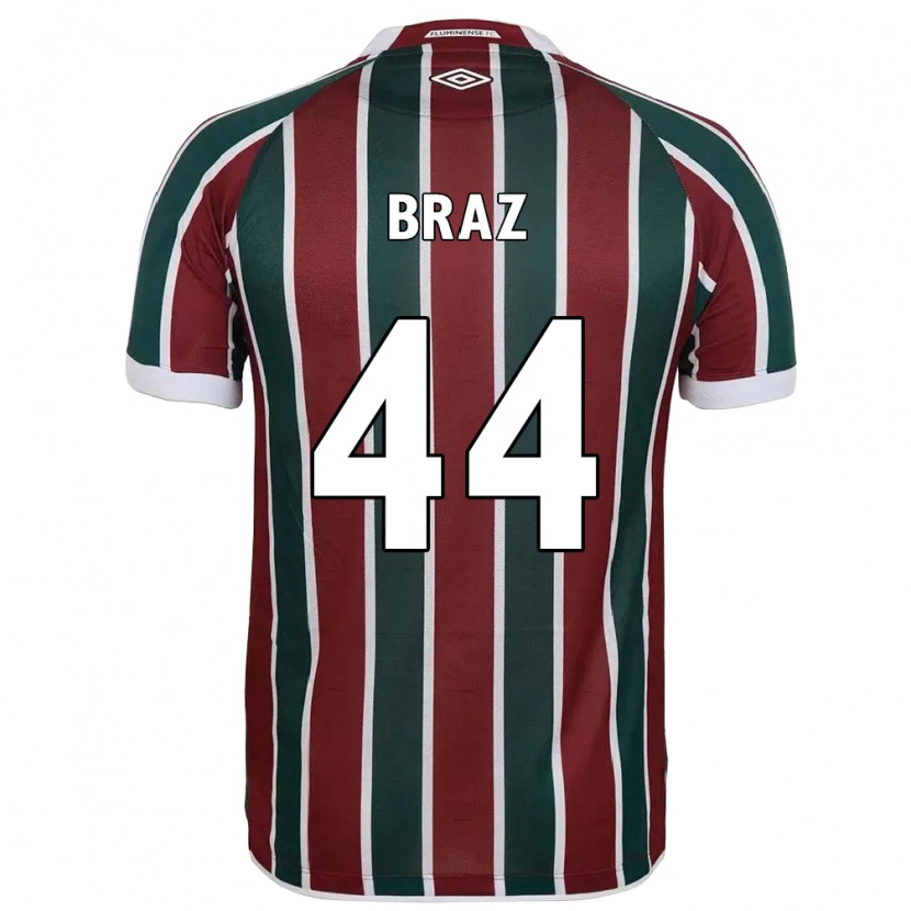 Danxen Kinderen David Braz #44 Wit Groen Maroon Thuisshirt Thuistenue 2025/26 T-Shirt