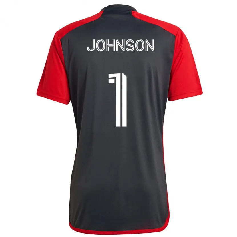 Danxen Kinderen Sean Johnson #1 Grijs Rood Thuisshirt Thuistenue 2024/25 T-Shirt