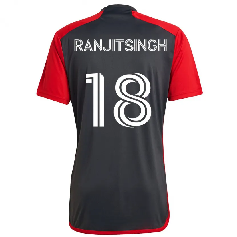 Danxen Kinderen Greg Ranjitsingh #18 Grijs Rood Thuisshirt Thuistenue 2024/25 T-Shirt