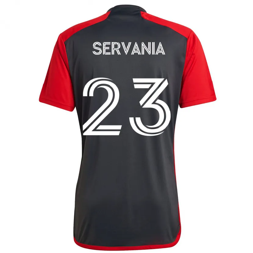 Danxen Kinderen Brandon Servania #23 Grijs Rood Thuisshirt Thuistenue 2024/25 T-Shirt