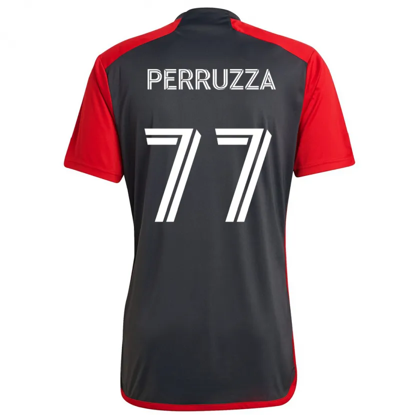 Danxen Kinderen Jordan Perruzza #77 Grijs Rood Thuisshirt Thuistenue 2024/25 T-Shirt