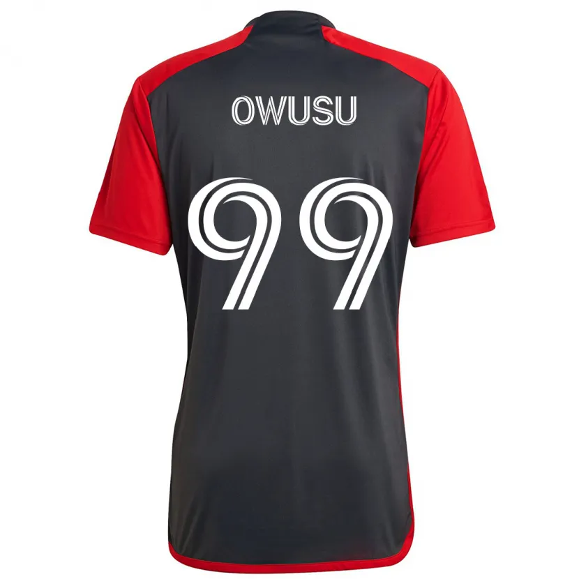 Danxen Kinderen Prince Osei Owusu #99 Grijs Rood Thuisshirt Thuistenue 2024/25 T-Shirt