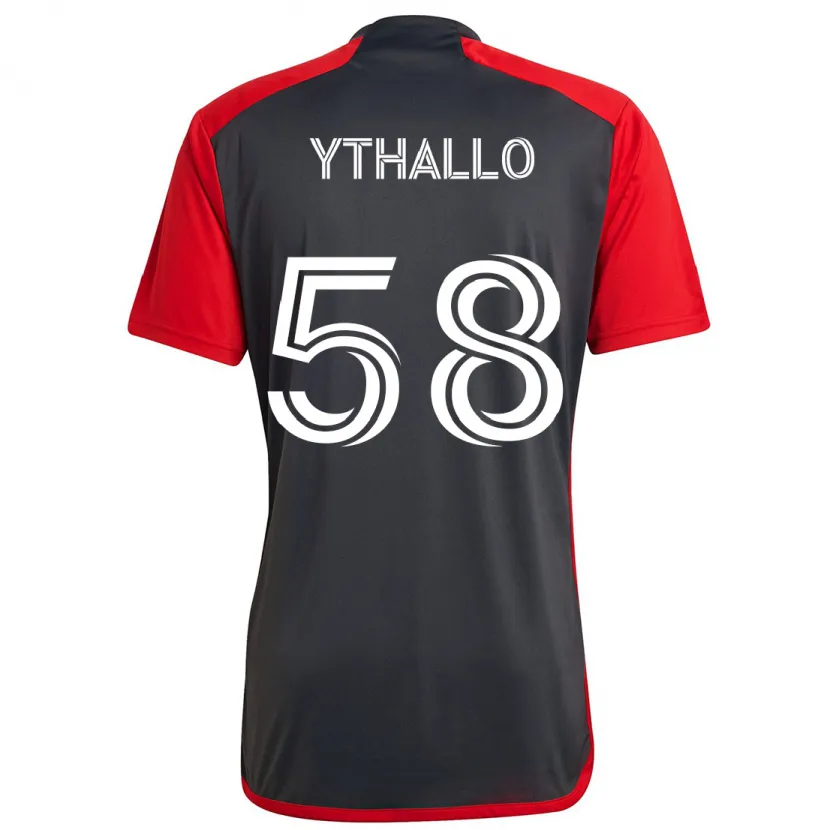 Danxen Kinderen Ythallo #58 Grijs Rood Thuisshirt Thuistenue 2024/25 T-Shirt