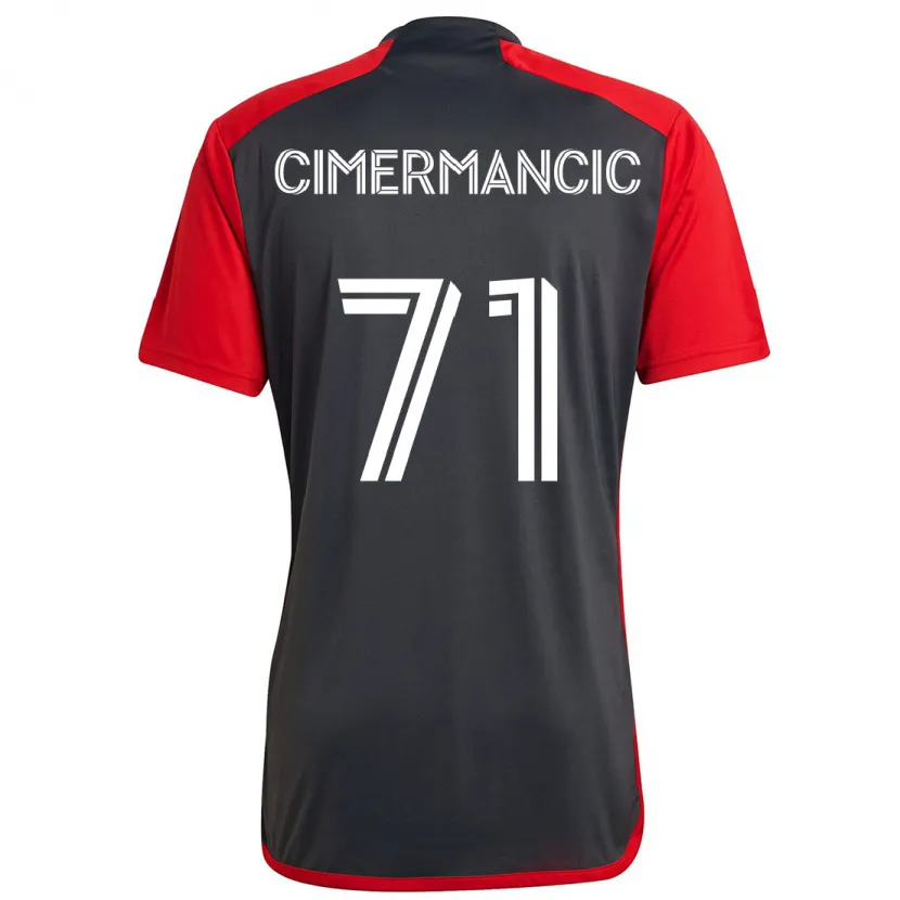 Danxen Kinderen Markus Cimermancic #71 Grijs Rood Thuisshirt Thuistenue 2024/25 T-Shirt