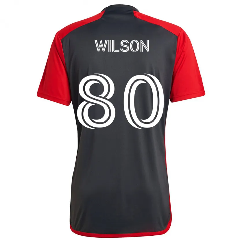 Danxen Kinderen Shafique Wilson #80 Grijs Rood Thuisshirt Thuistenue 2024/25 T-Shirt