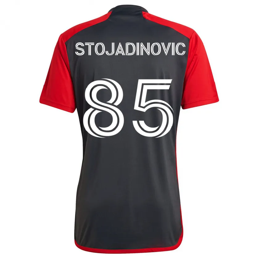 Danxen Kinderen Marko Stojadinovic #85 Grijs Rood Thuisshirt Thuistenue 2024/25 T-Shirt