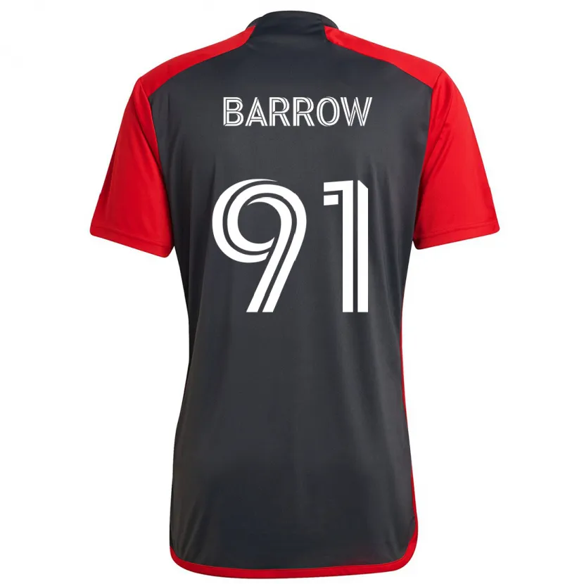 Danxen Kinderen Dékwon Barrow #91 Grijs Rood Thuisshirt Thuistenue 2024/25 T-Shirt