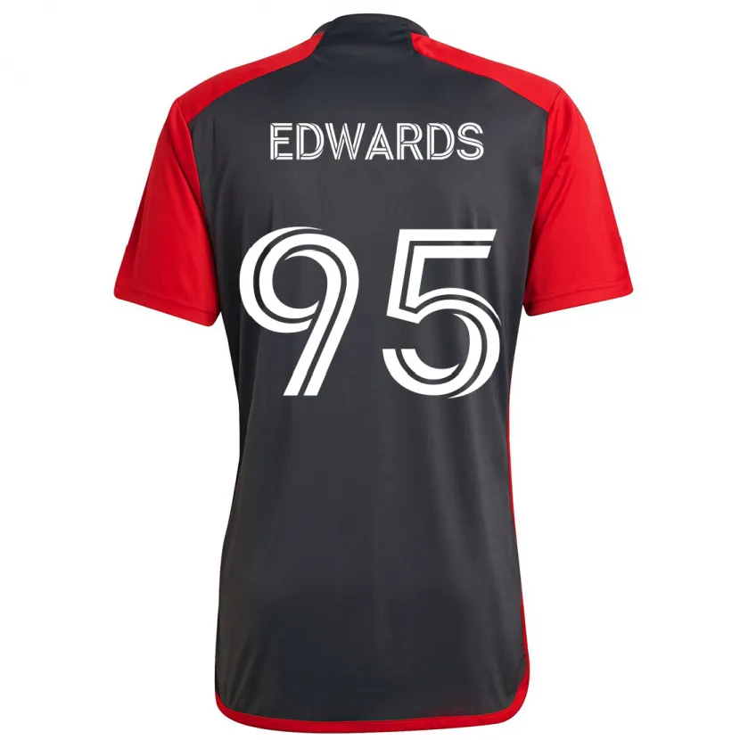 Danxen Kinderen Nathaniel Edwards #95 Grijs Rood Thuisshirt Thuistenue 2024/25 T-Shirt