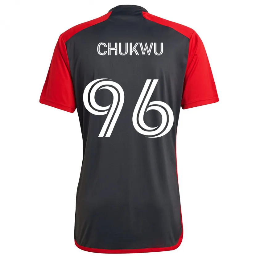 Danxen Kinderen Richard Chukwu #96 Grijs Rood Thuisshirt Thuistenue 2024/25 T-Shirt