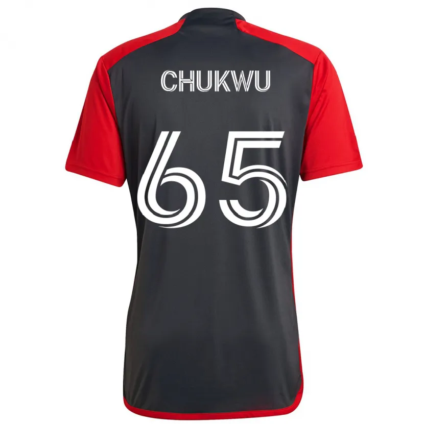 Danxen Kinderen Joses Chukwu #65 Grijs Rood Thuisshirt Thuistenue 2024/25 T-Shirt