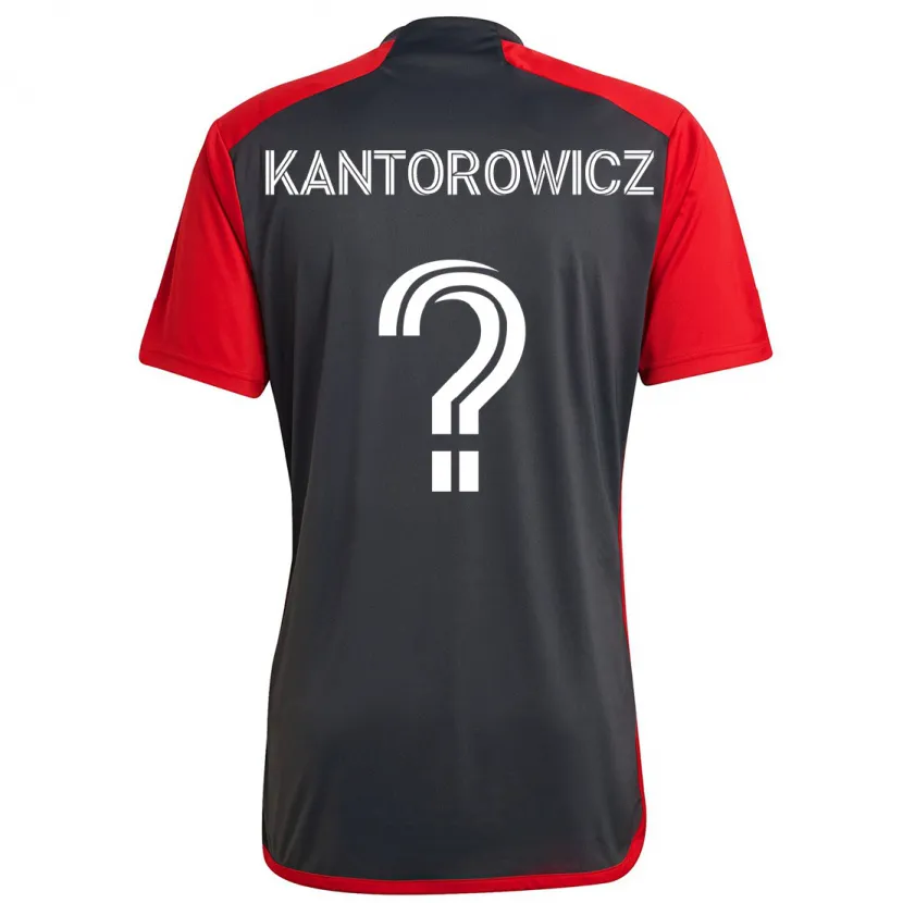 Danxen Kinderen Dominic Kantorowicz #0 Grijs Rood Thuisshirt Thuistenue 2024/25 T-Shirt