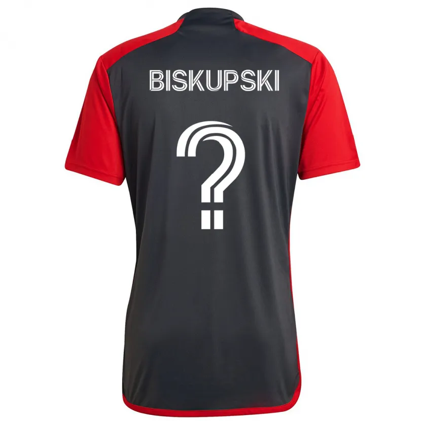 Danxen Kinderen Philip Biskupski #0 Grijs Rood Thuisshirt Thuistenue 2024/25 T-Shirt