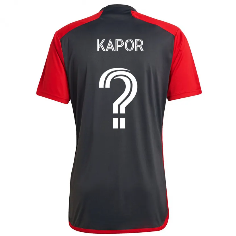 Danxen Kinderen Stefan Kapor #0 Grijs Rood Thuisshirt Thuistenue 2024/25 T-Shirt