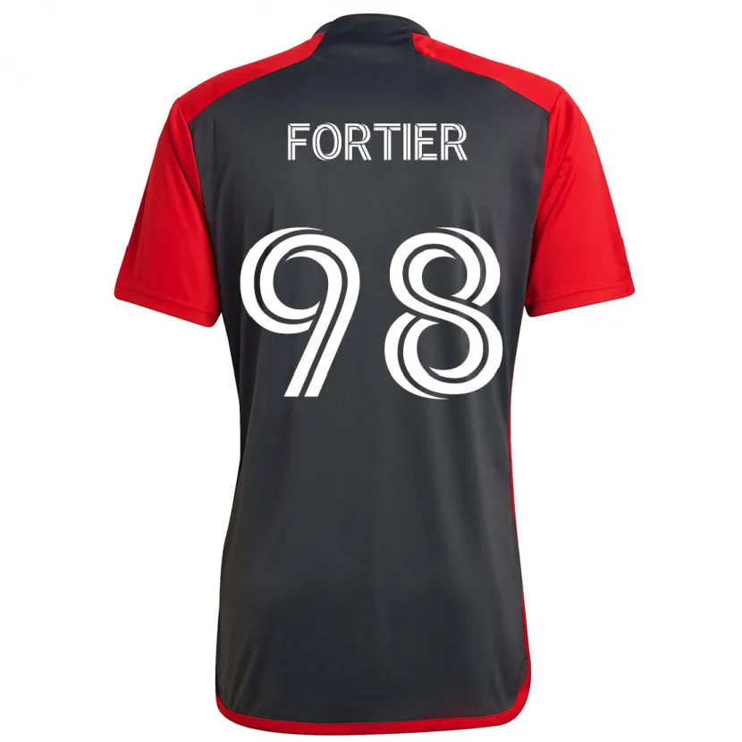 Danxen Kinderen Kristjan Fortier #98 Grijs Rood Thuisshirt Thuistenue 2024/25 T-Shirt