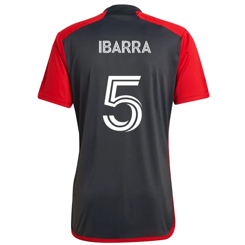 Danxen Kinderen Franco Ibarra #5 Grijs Rood Thuisshirt Thuistenue 2024/25 T-Shirt