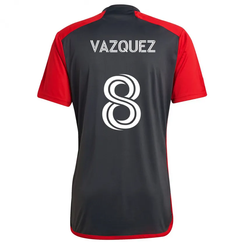 Danxen Kinderen Víctor Vázquez #8 Grijs Rood Thuisshirt Thuistenue 2024/25 T-Shirt