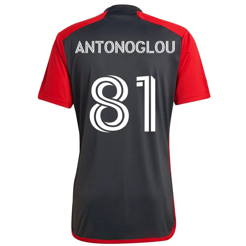 Danxen Kinderen Themi Antonoglou #81 Grijs Rood Thuisshirt Thuistenue 2024/25 T-Shirt