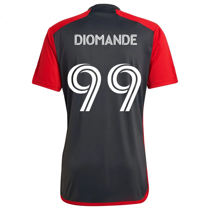 Danxen Kinderen Adama Diomande #99 Grijs Rood Thuisshirt Thuistenue 2024/25 T-Shirt