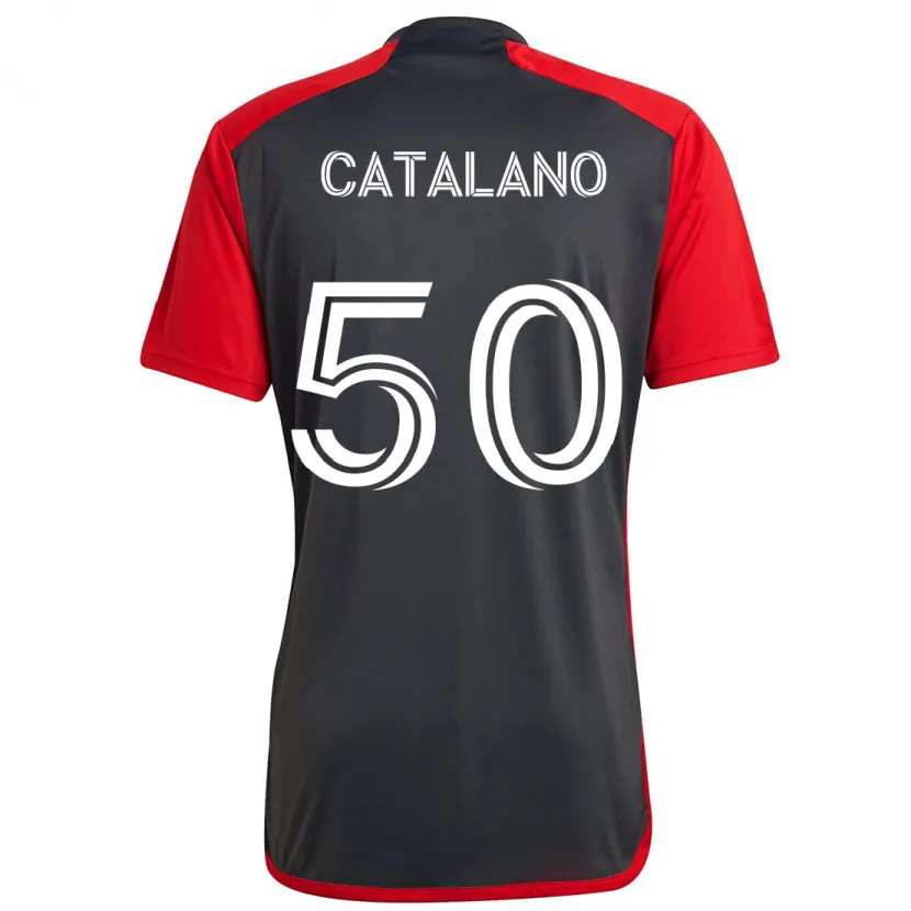 Danxen Kinderen Gianluca Catalano #50 Grijs Rood Thuisshirt Thuistenue 2024/25 T-Shirt