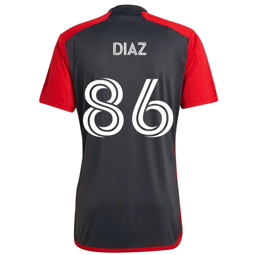 Danxen Kinderen Alec Díaz #86 Grijs Rood Thuisshirt Thuistenue 2024/25 T-Shirt