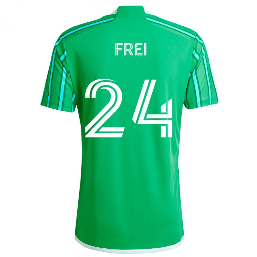 Danxen Kinderen Stefan Frei #24 Groen Wit Thuisshirt Thuistenue 2024/25 T-Shirt