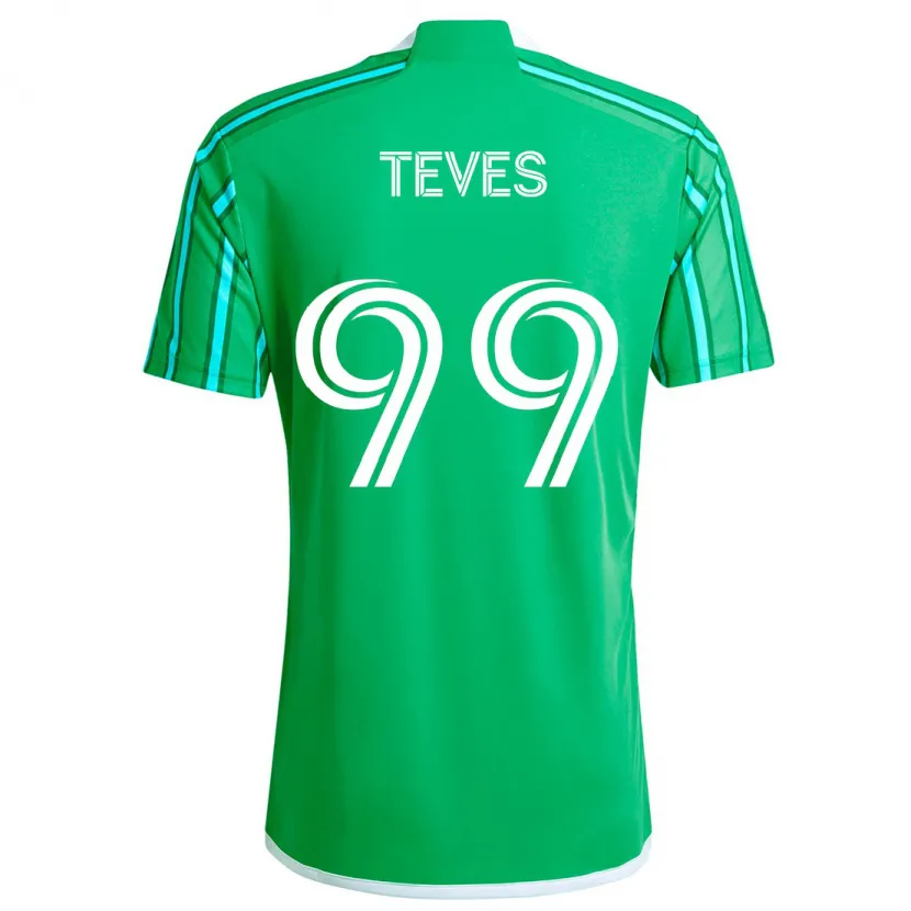 Danxen Kinderen Dylan Teves #99 Groen Wit Thuisshirt Thuistenue 2024/25 T-Shirt