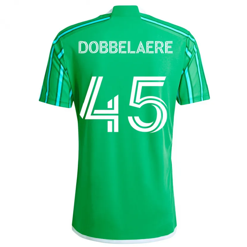 Danxen Kinderen Ethan Dobbelaere #45 Groen Wit Thuisshirt Thuistenue 2024/25 T-Shirt