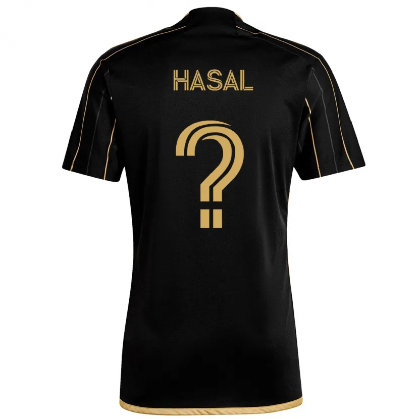 Danxen Kinderen Thomas Hasal #0 Zwart Goud Thuisshirt Thuistenue 2024/25 T-Shirt