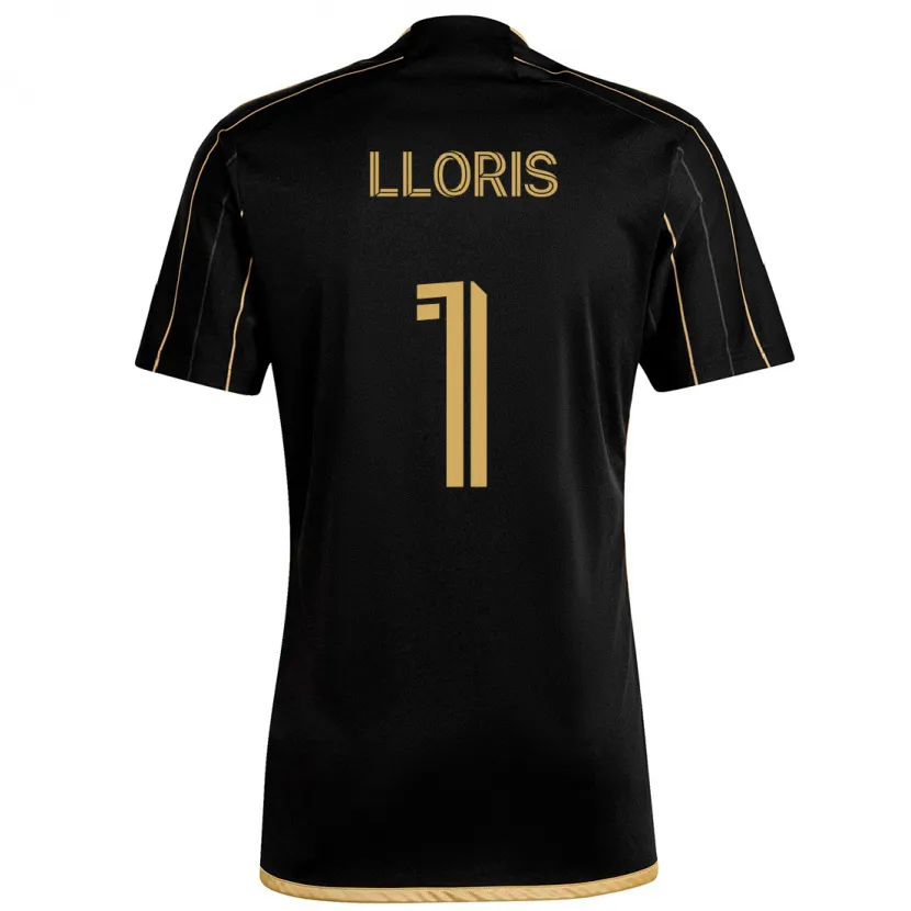 Danxen Kinderen Hugo Lloris #1 Zwart Goud Thuisshirt Thuistenue 2024/25 T-Shirt