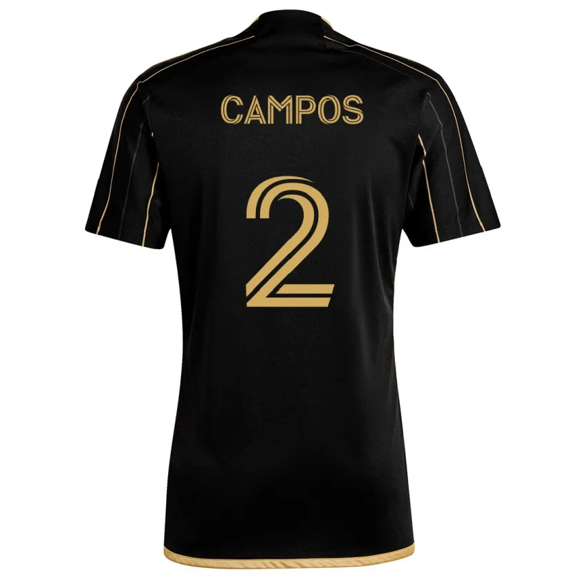 Danxen Kinderen Omar Campos #2 Zwart Goud Thuisshirt Thuistenue 2024/25 T-Shirt