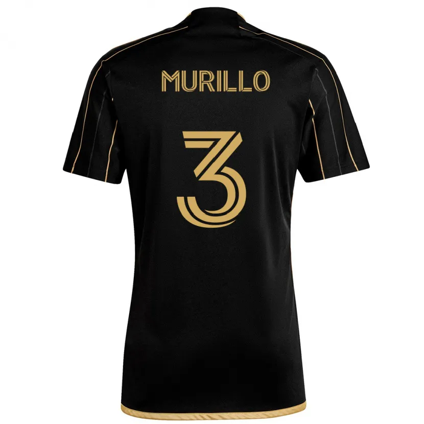 Danxen Kinderen Jesús Murillo #3 Zwart Goud Thuisshirt Thuistenue 2024/25 T-Shirt