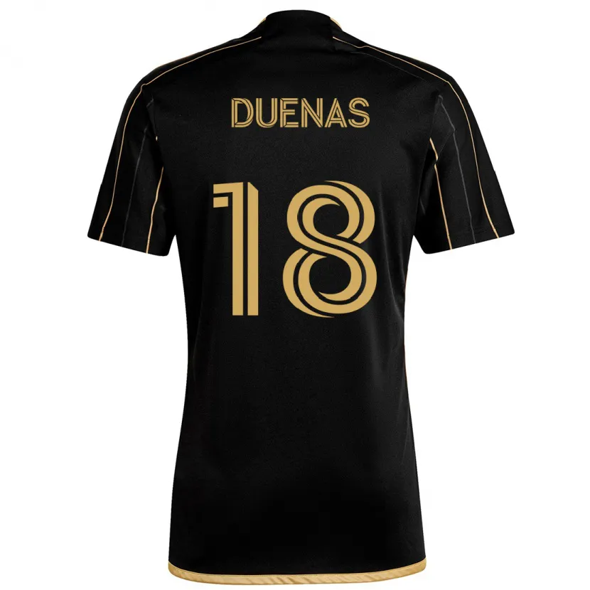 Danxen Kinderen Érik Dueñas #18 Zwart Goud Thuisshirt Thuistenue 2024/25 T-Shirt