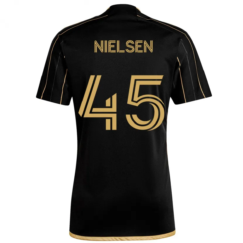 Danxen Kinderen Kenny Nielsen #45 Zwart Goud Thuisshirt Thuistenue 2024/25 T-Shirt