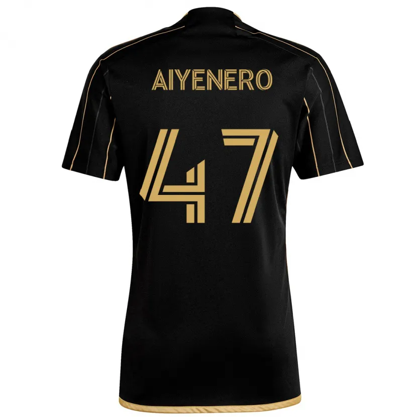 Danxen Kinderen Marius Aiyenero #47 Zwart Goud Thuisshirt Thuistenue 2024/25 T-Shirt