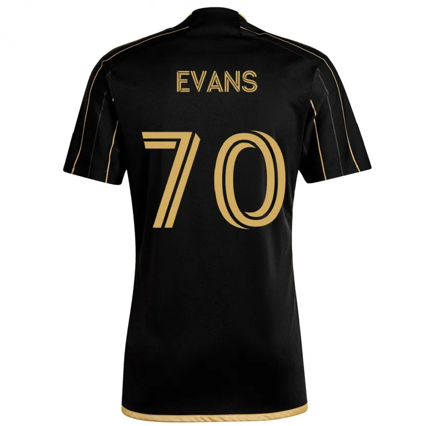 Danxen Kinderen Matthew Evans #70 Zwart Goud Thuisshirt Thuistenue 2024/25 T-Shirt