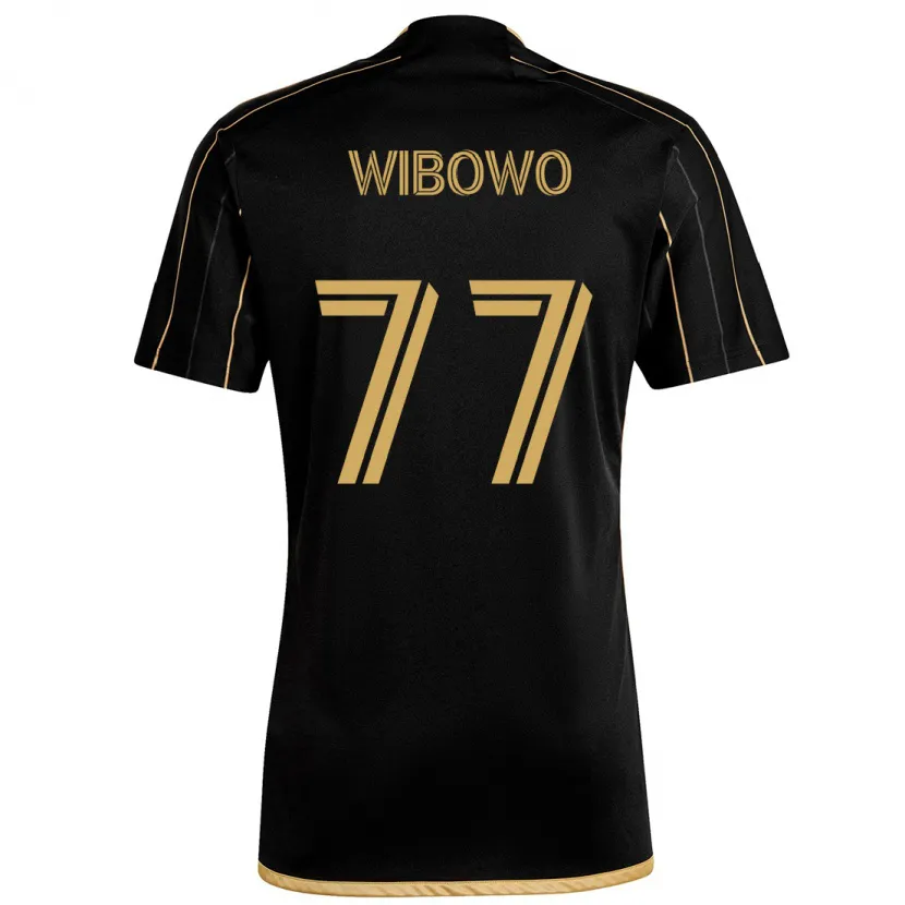 Danxen Kinderen Adrian Wibowo #77 Zwart Goud Thuisshirt Thuistenue 2024/25 T-Shirt