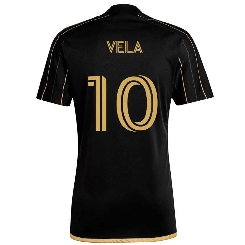 Danxen Kinderen Carlos Vela #10 Zwart Goud Thuisshirt Thuistenue 2024/25 T-Shirt