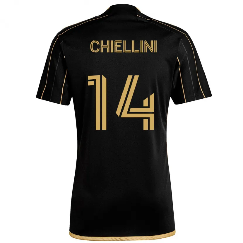 Danxen Kinderen Giorgio Chiellini #14 Zwart Goud Thuisshirt Thuistenue 2024/25 T-Shirt