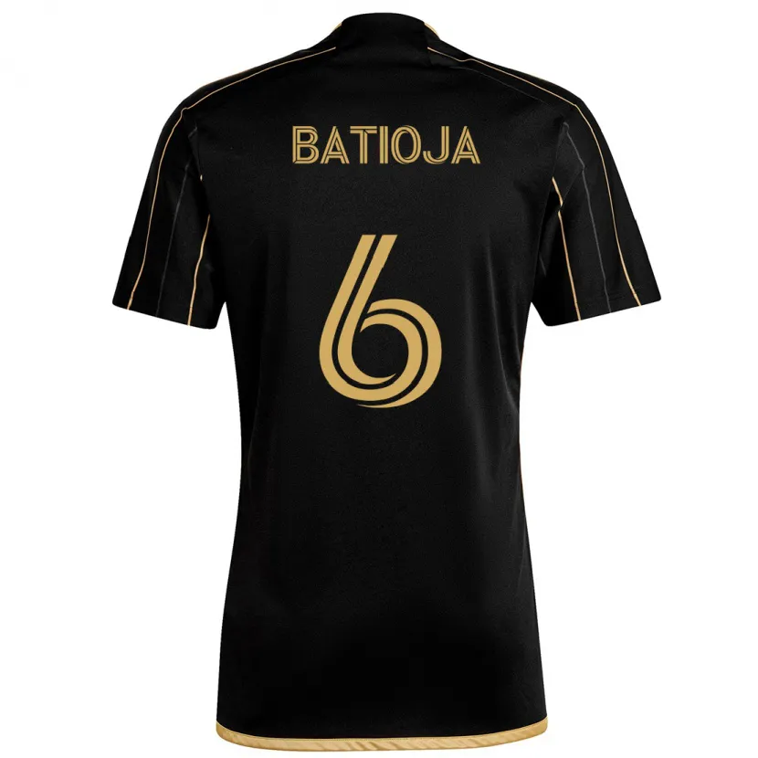 Danxen Kinderen Jeremy Batioja #6 Zwart Goud Thuisshirt Thuistenue 2024/25 T-Shirt