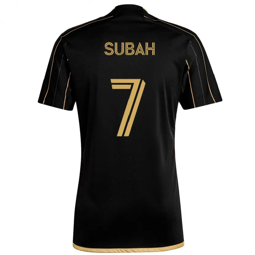 Danxen Kinderen Yekeson Subah #7 Zwart Goud Thuisshirt Thuistenue 2024/25 T-Shirt