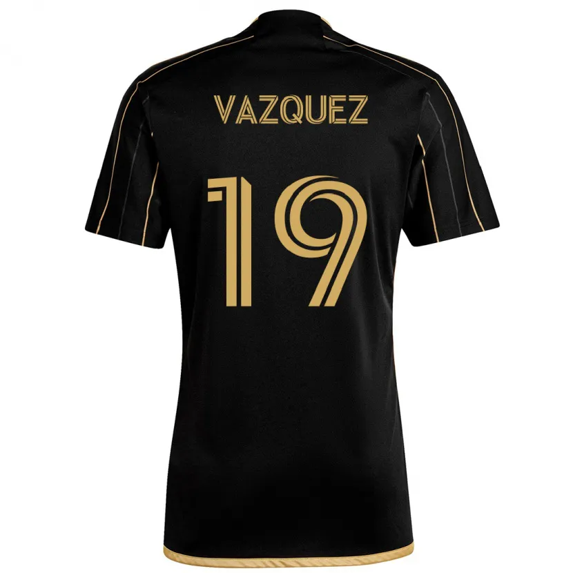 Danxen Kinderen Favian Vazquez #19 Zwart Goud Thuisshirt Thuistenue 2024/25 T-Shirt