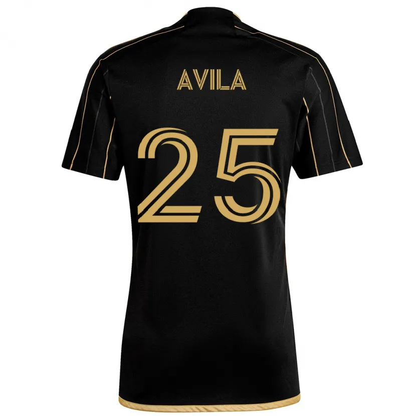 Danxen Kinderen Armando Avila #25 Zwart Goud Thuisshirt Thuistenue 2024/25 T-Shirt