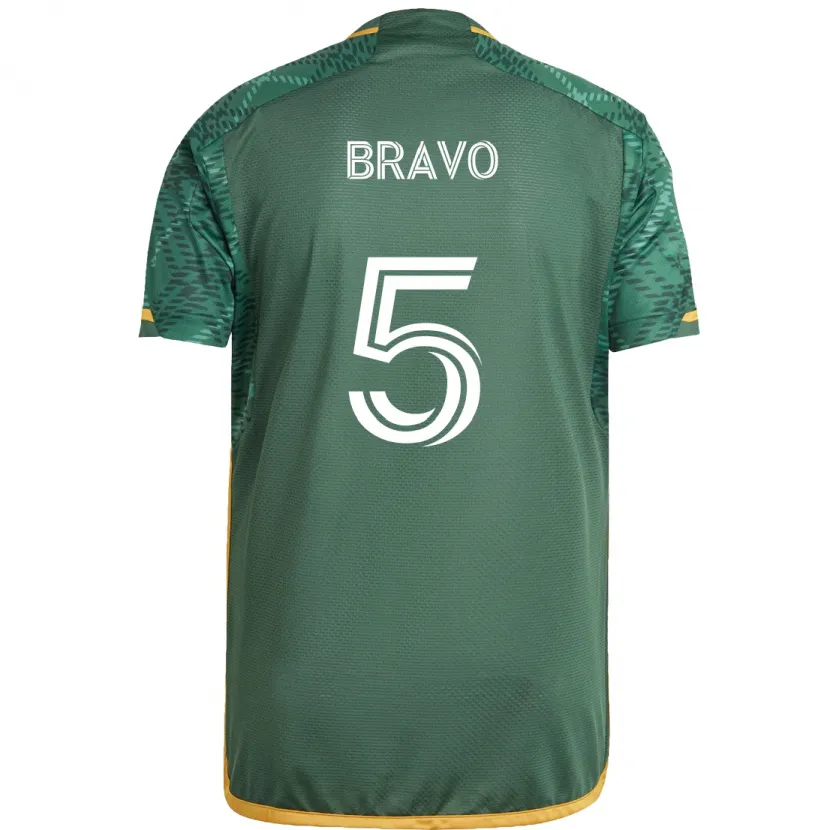 Danxen Kinderen Claudio Bravo #5 Groen Oranje Thuisshirt Thuistenue 2024/25 T-Shirt