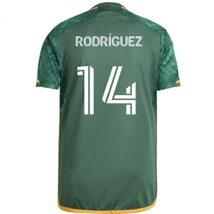 Danxen Kinderen Jonathan Rodríguez #14 Groen Oranje Thuisshirt Thuistenue 2024/25 T-Shirt