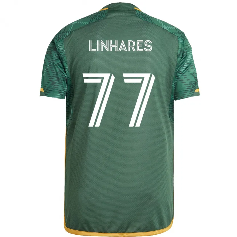 Danxen Kinderen Kyle Linhares #77 Groen Oranje Thuisshirt Thuistenue 2024/25 T-Shirt