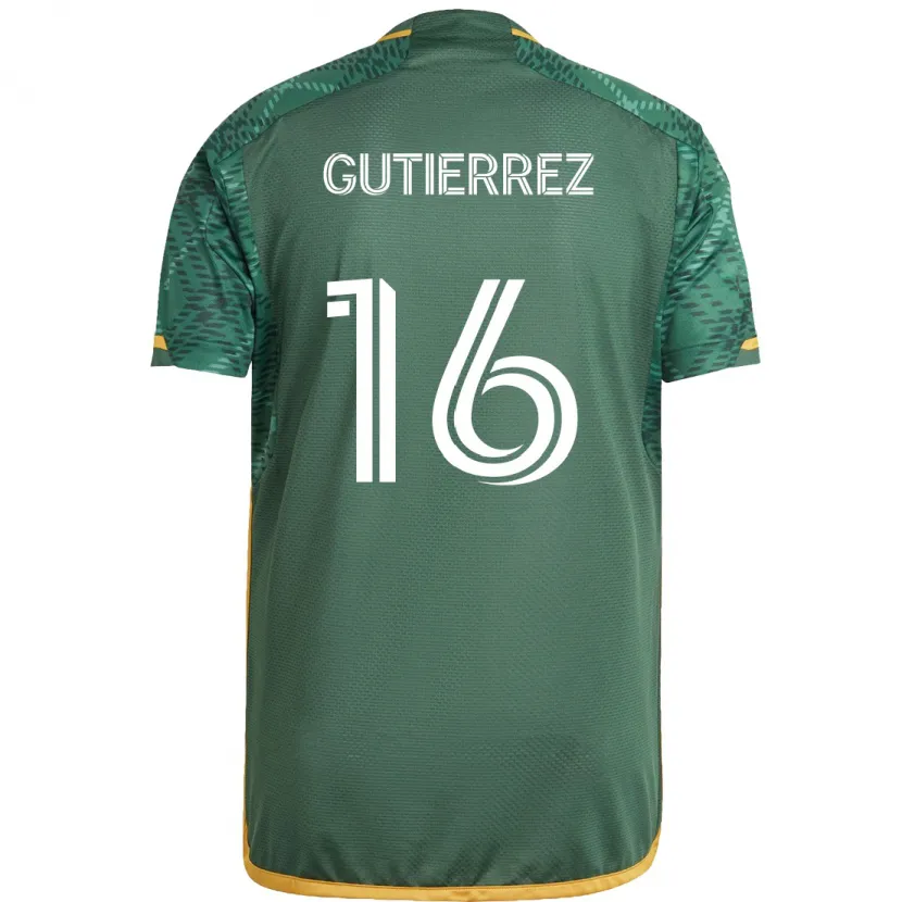 Danxen Kinderen Diego Gutiérrez #16 Groen Oranje Thuisshirt Thuistenue 2024/25 T-Shirt