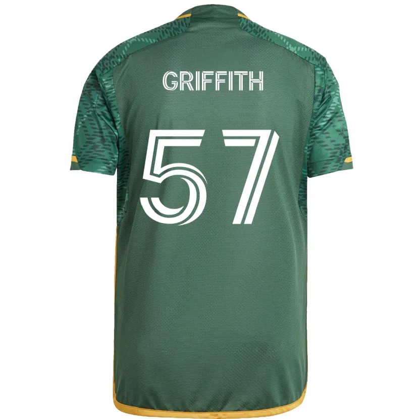 Danxen Kinderen Víctor Griffith #57 Groen Oranje Thuisshirt Thuistenue 2024/25 T-Shirt