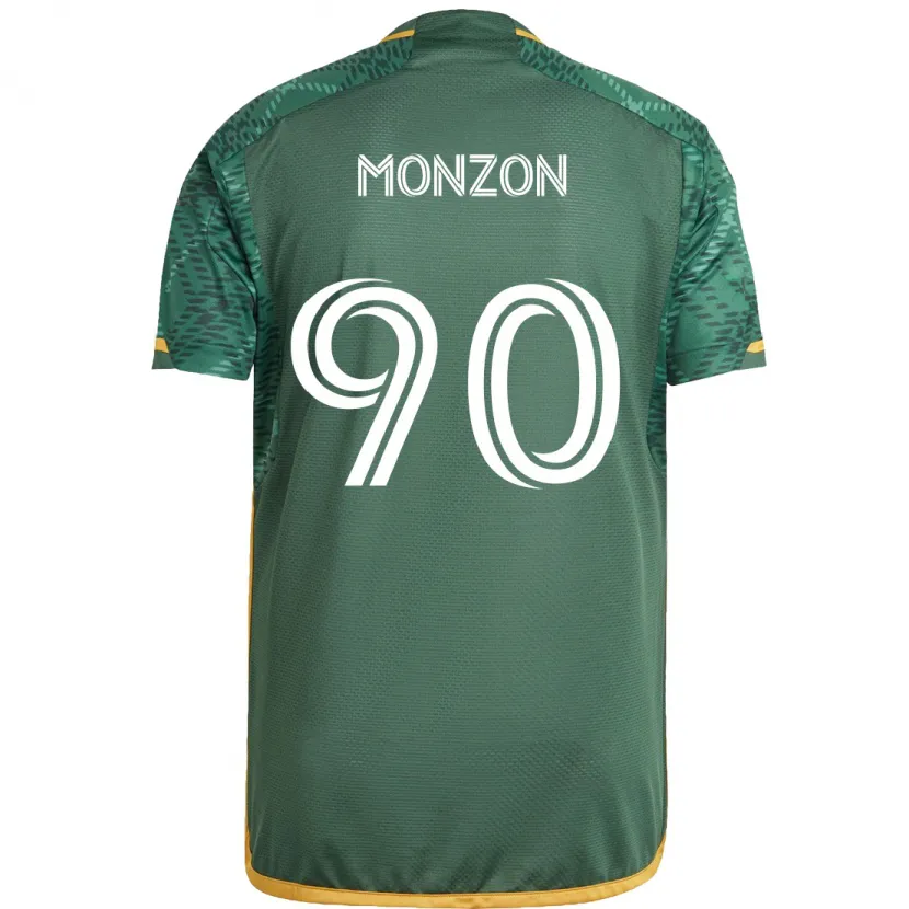 Danxen Kinderen Florián Monzón #90 Groen Oranje Thuisshirt Thuistenue 2024/25 T-Shirt